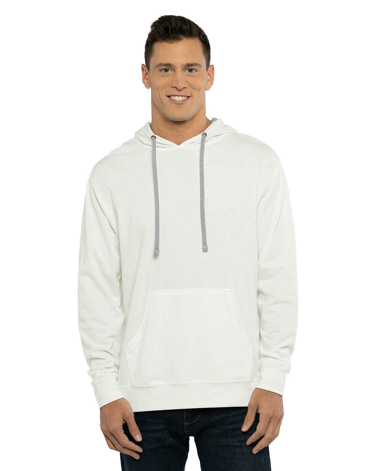 Next Level Apparel Unisex French Terry Pullover Hoodie WHT/ HTHR GRAY 