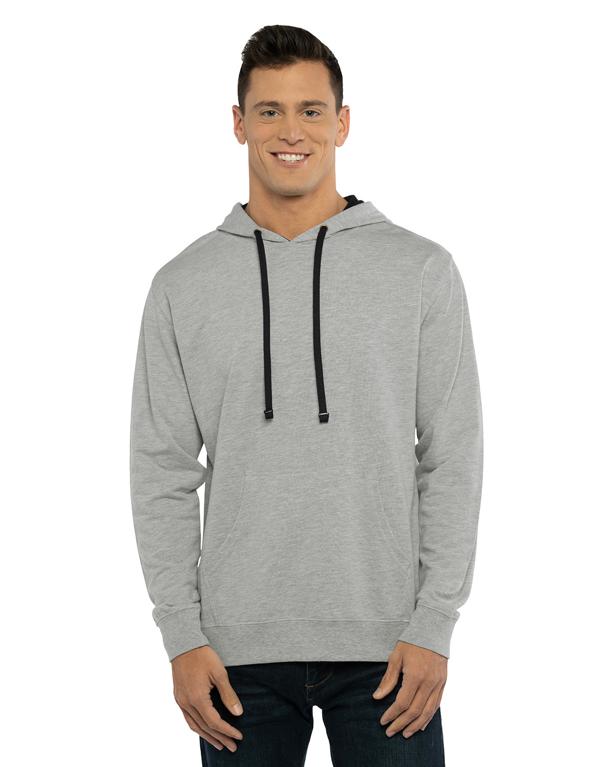 Next Level Apparel Unisex French Terry Pullover Hoodie HTHR GREY/ BLACK 
