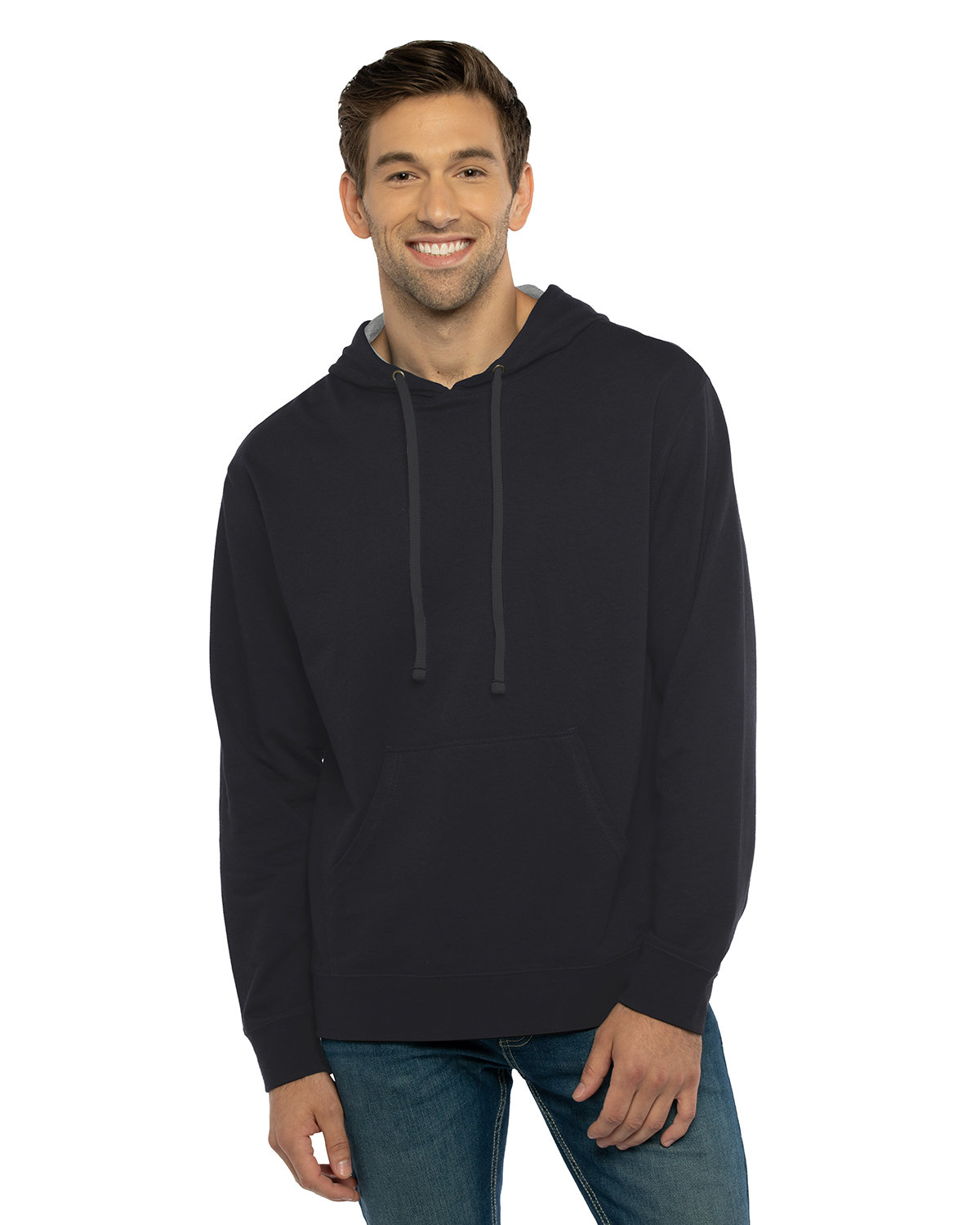 Next Level Apparel Unisex French Terry Pullover Hoodie BLACK/ HTHR GREY 