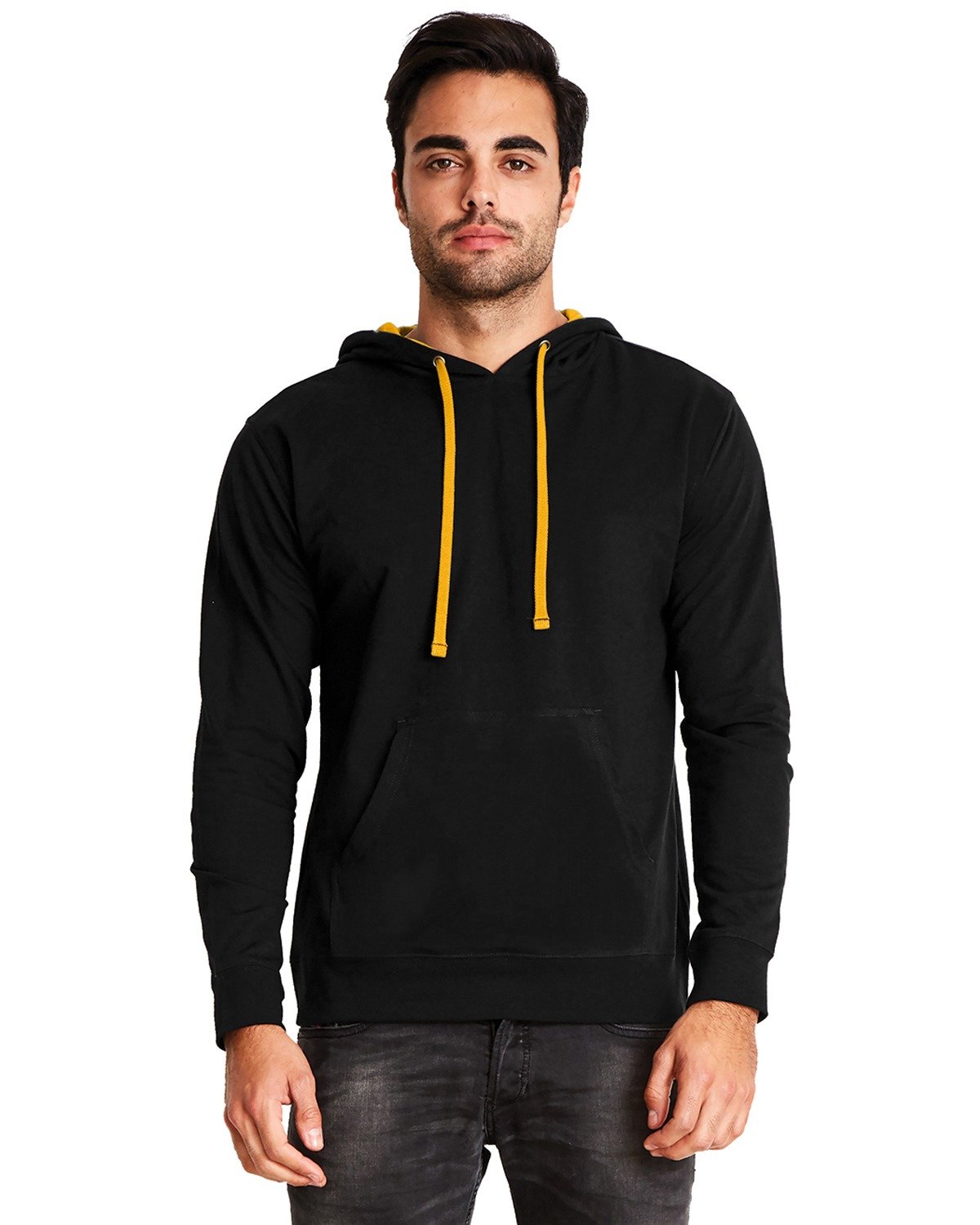 Next Level Apparel Unisex French Terry Pullover Hoodie BLACK/ GOLD 