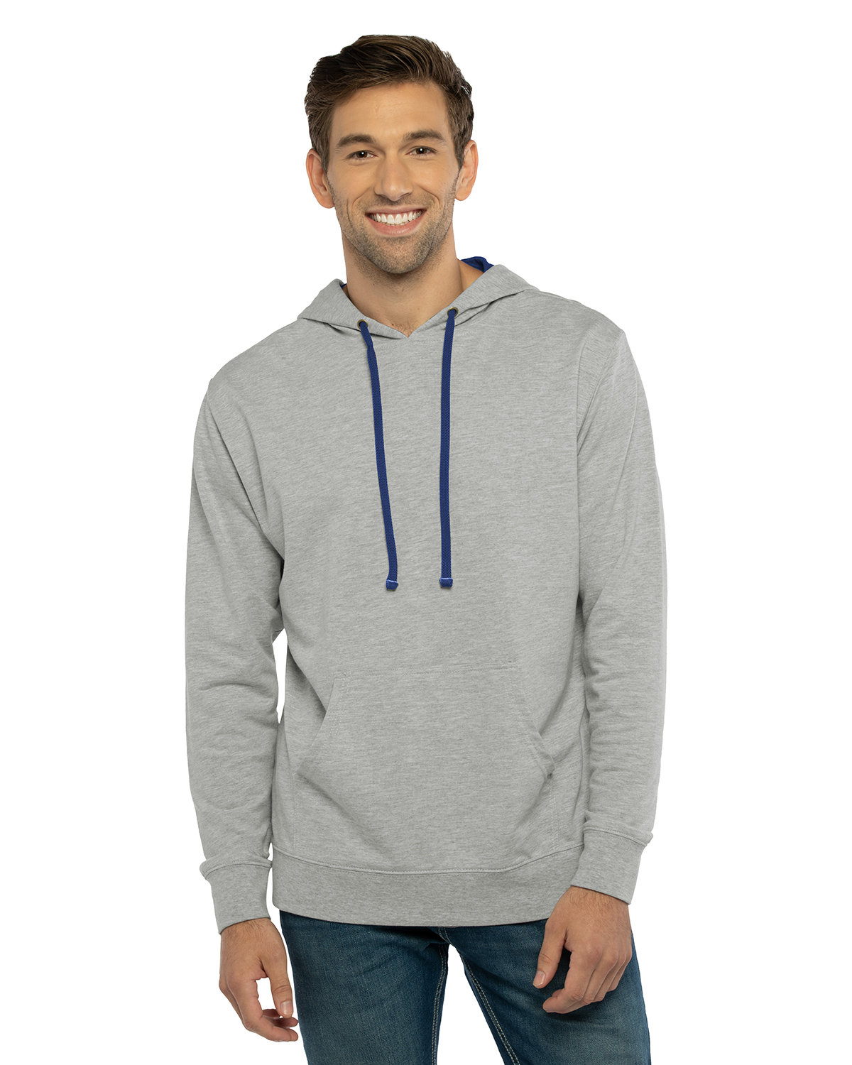 Next Level Apparel Unisex French Terry Pullover Hoodie HTHR GREY/ ROYAL 