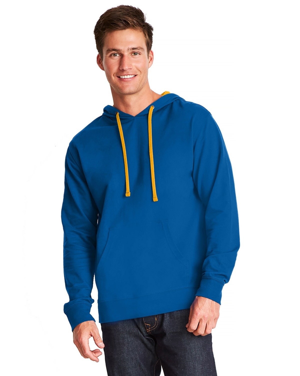 Next Level Apparel Unisex French Terry Pullover Hoodie ROYAL/ GOLD 