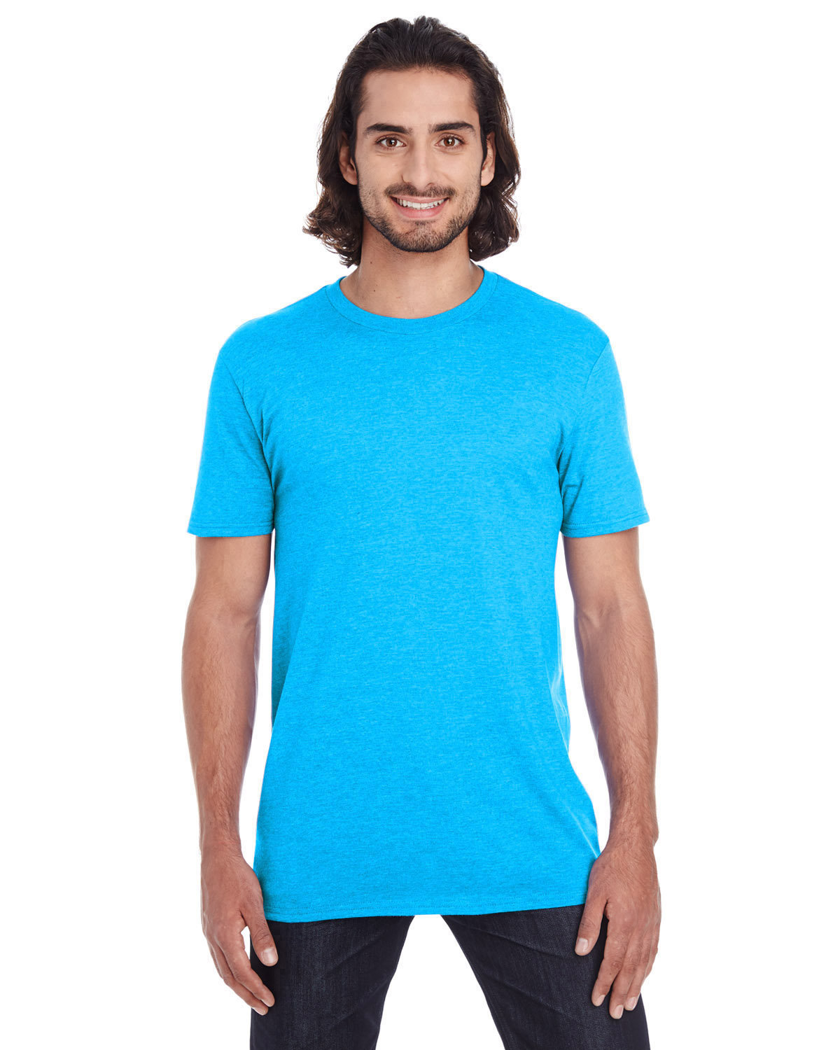 Gildan Lightweight T-Shirt HTHR CARIB BLUE 