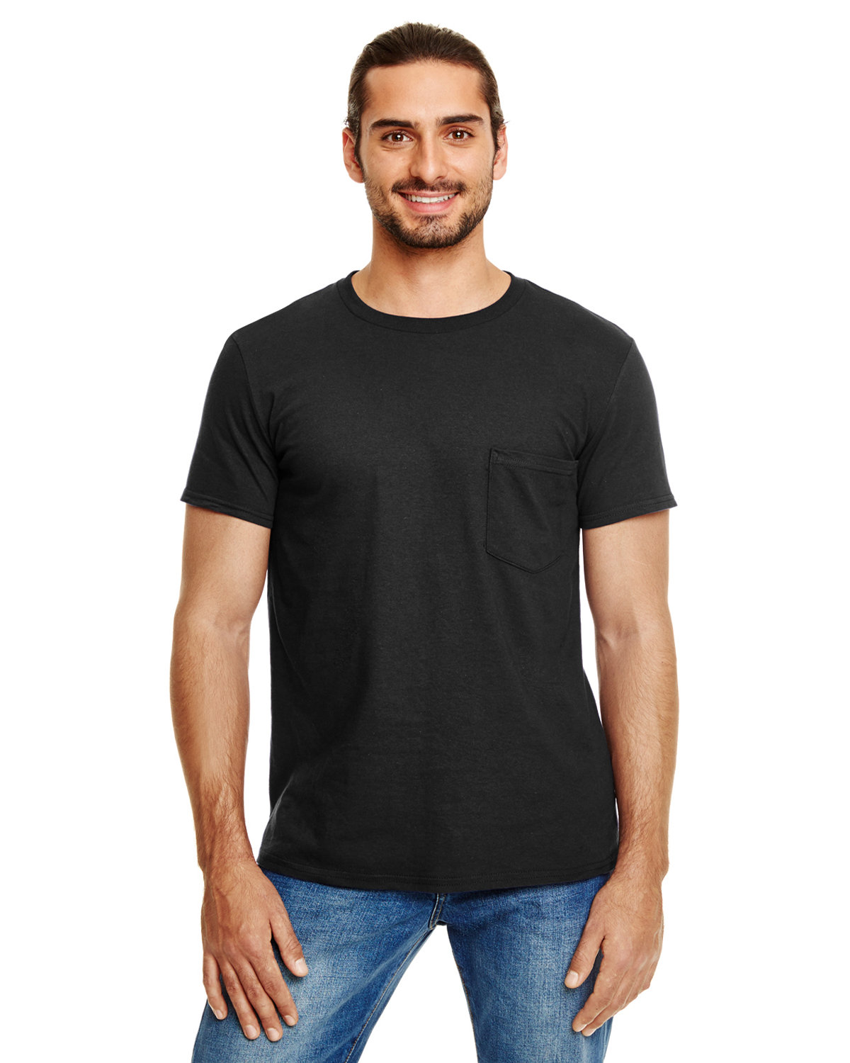 Anvil Adult Lightweight Pocket T-Shirt BLACK 