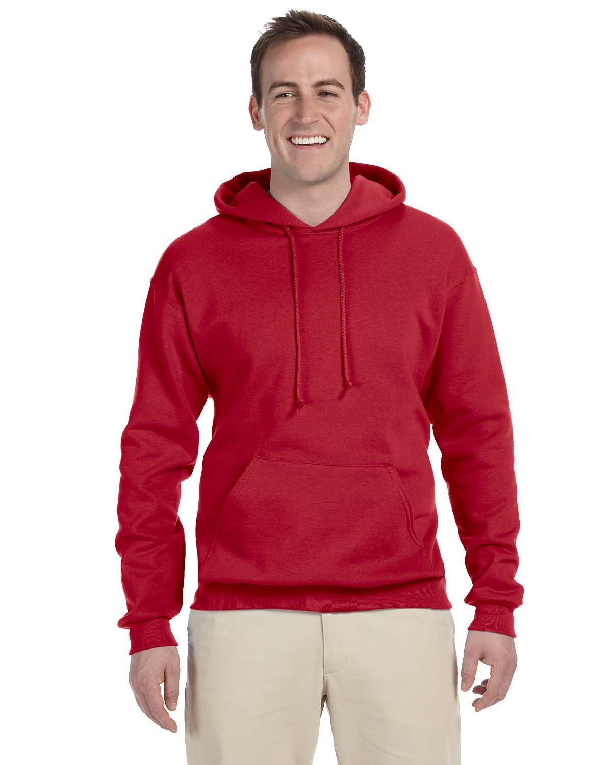 Jerzees Adult 8 oz., NuBlend® Fleece Pullover Hooded Sweatshirt TRUE RED 