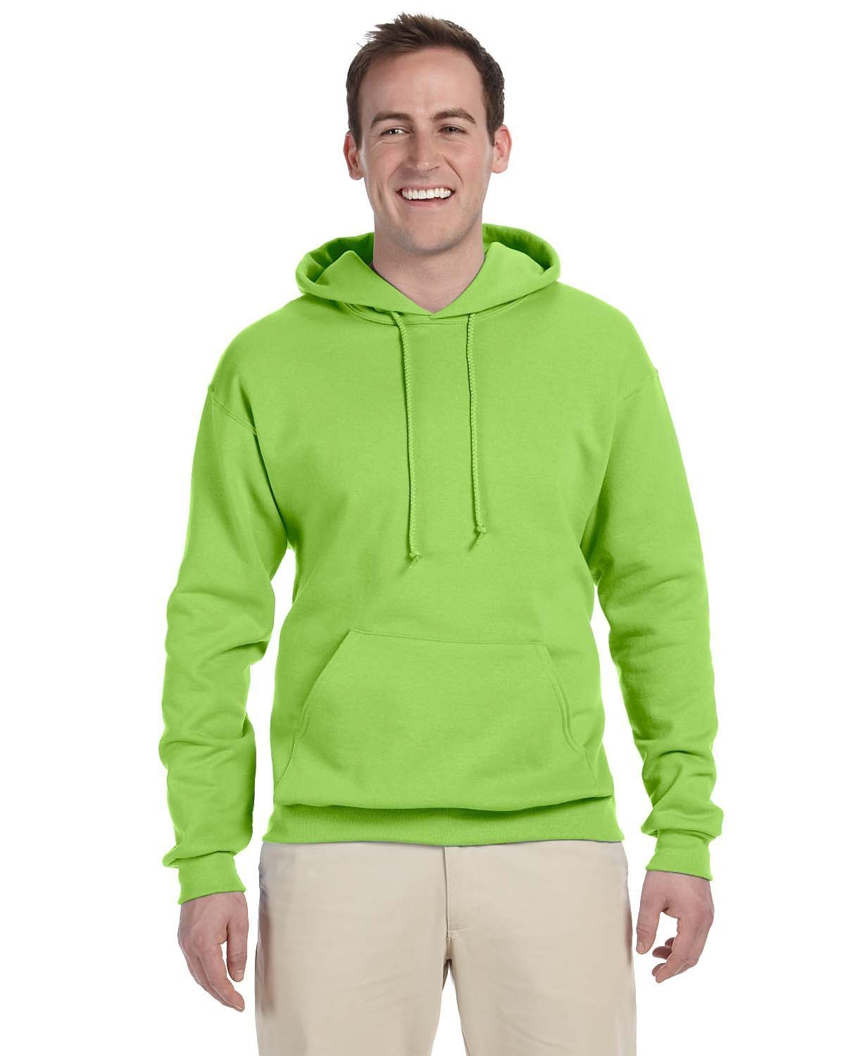 Jerzees Adult 8 oz., NuBlend® Fleece Pullover Hooded Sweatshirt NEON GREEN 