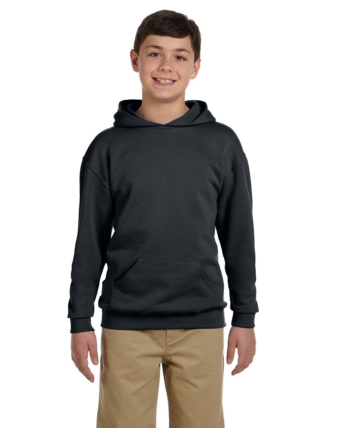 Jerzees Youth 8 oz. NuBlend® Fleece Pullover Hooded Sweatshirt CHARCOAL GREY 