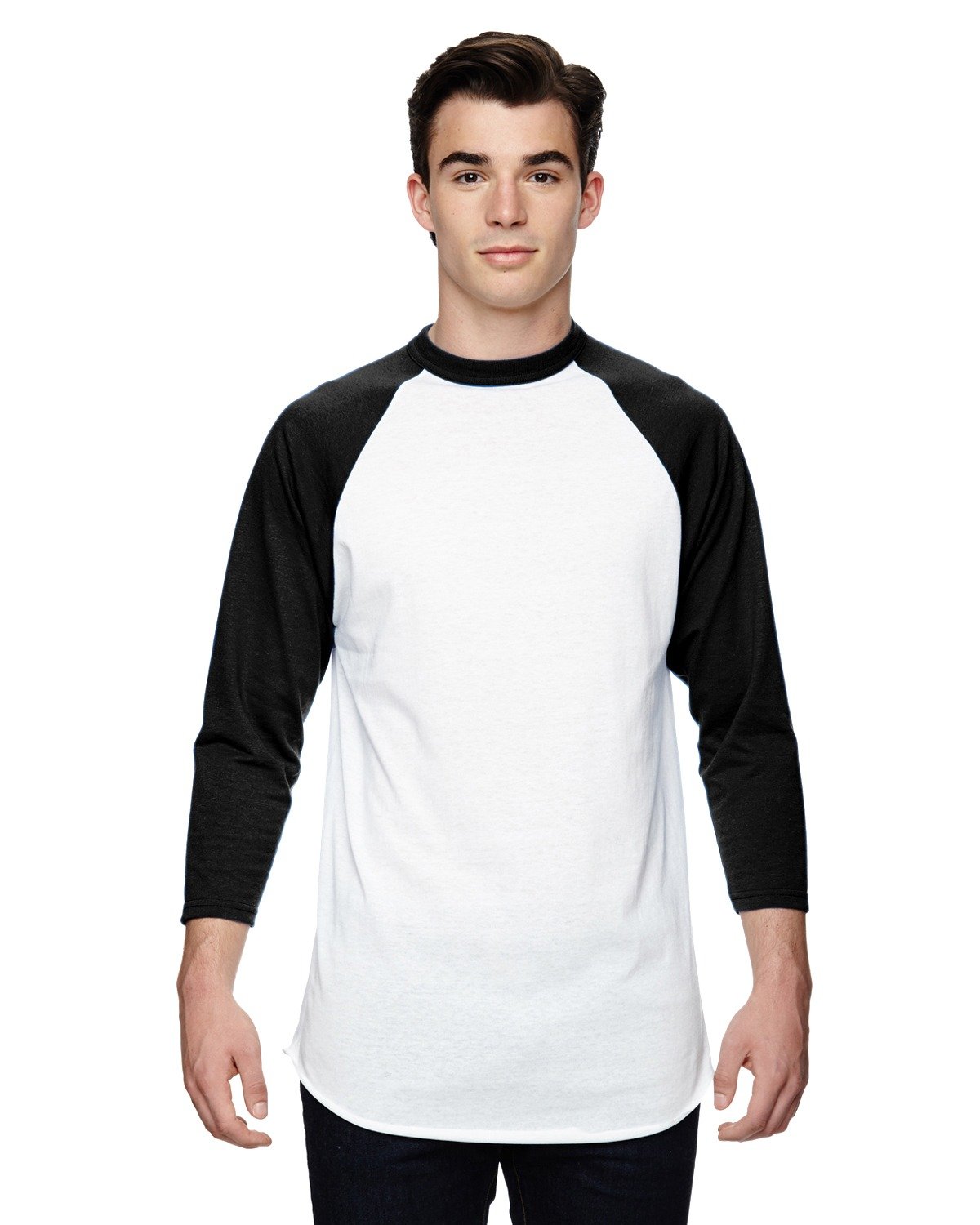 Augusta Sportswear Adult 3/4-Sleeve Baseball Jersey WHITE/ BLACK 