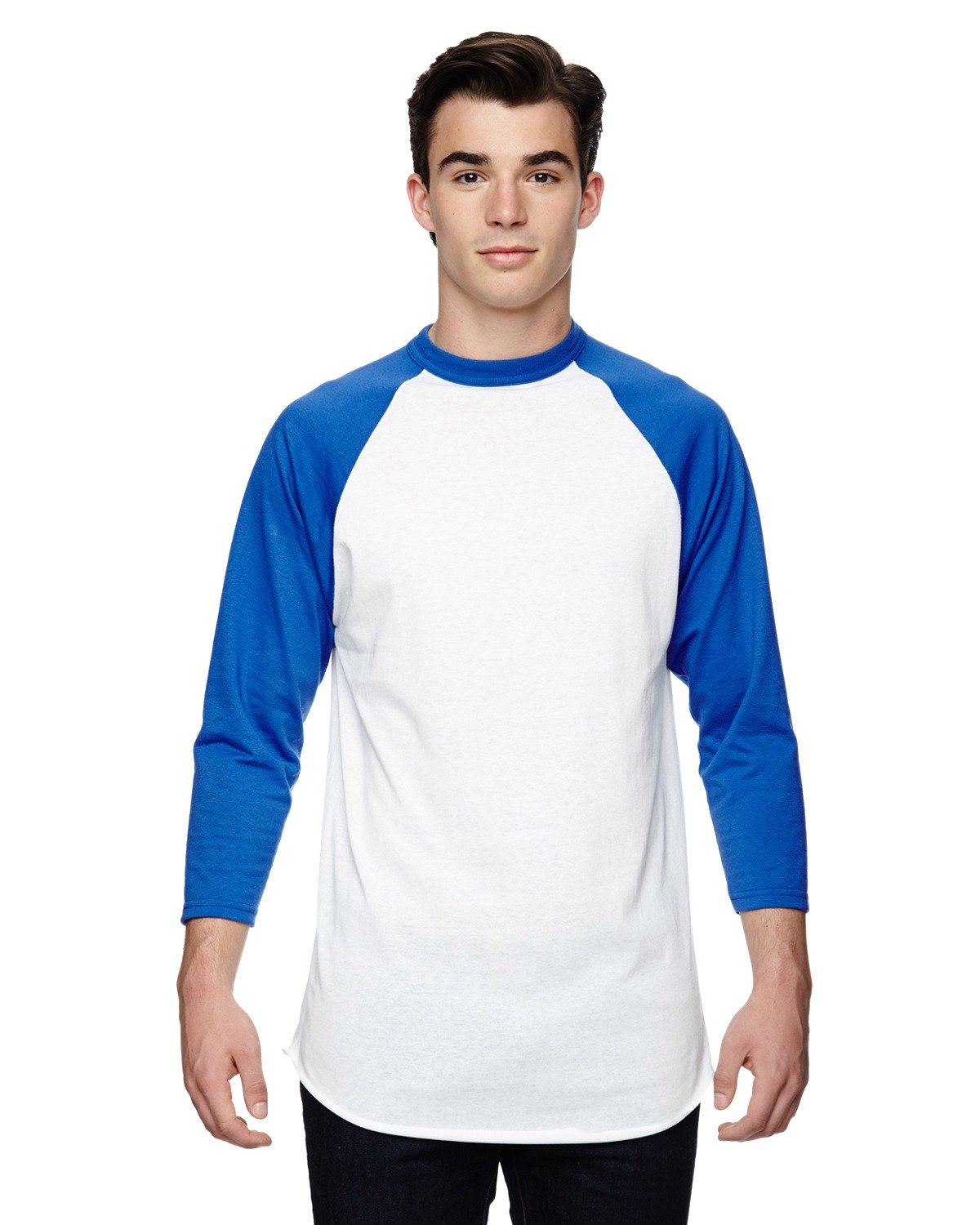 Augusta Sportswear Adult 3/4-Sleeve Baseball Jersey WHITE/ ROYAL 