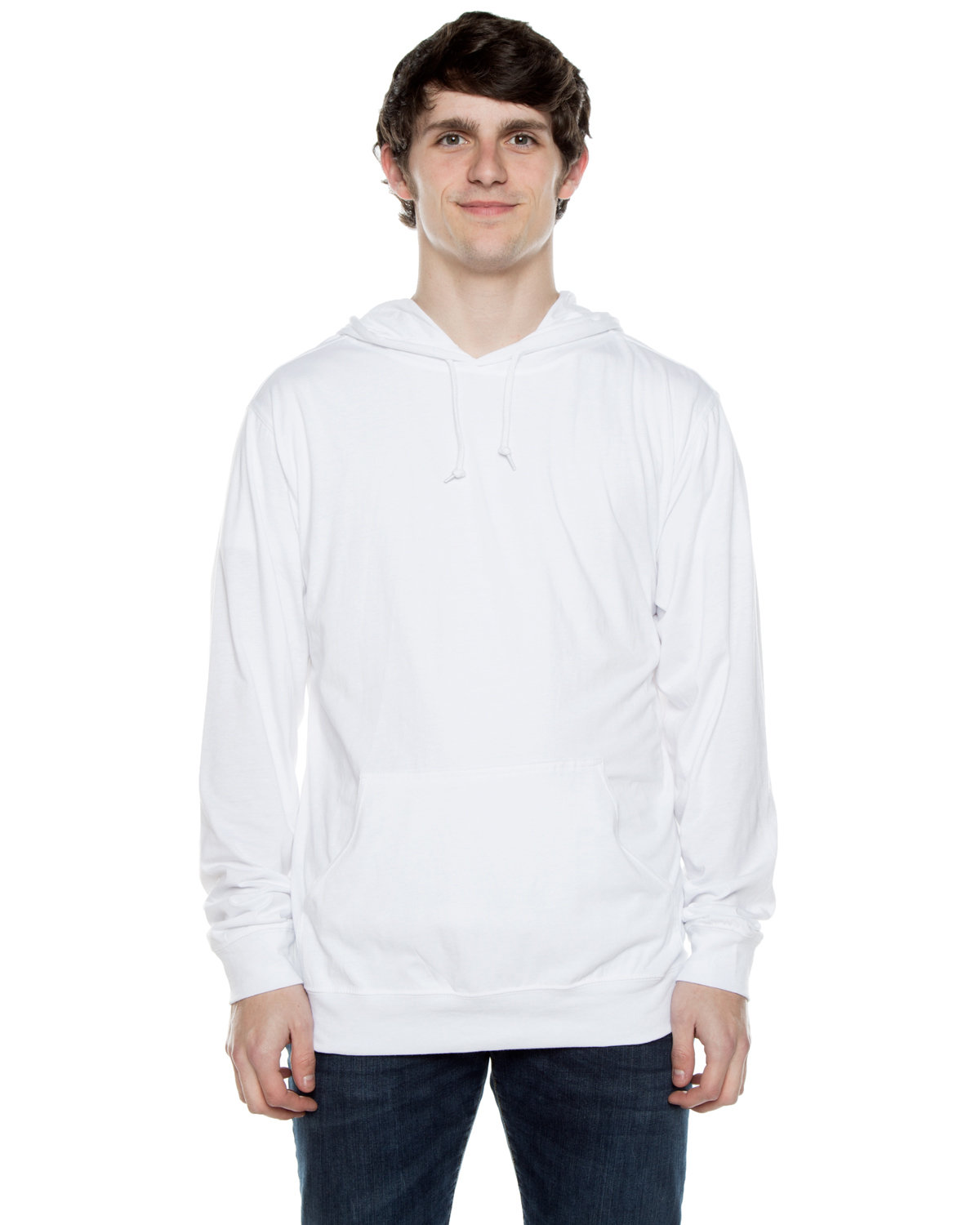 Beimar Drop Ship Unisex 4.5 oz. Long-Sleeve Jersey Hooded T-Shirt WHITE 