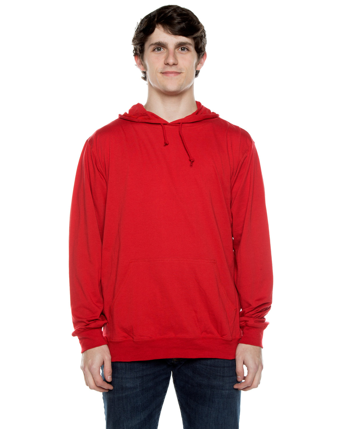 Beimar Drop Ship Unisex 4.5 oz. Long-Sleeve Jersey Hooded T-Shirt SCARLET 