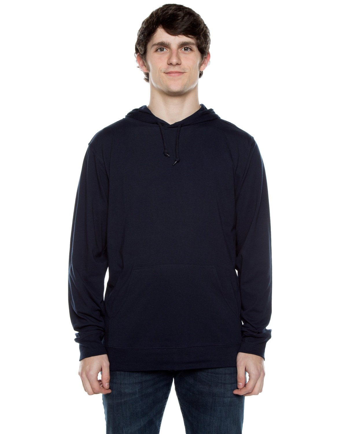 Beimar Drop Ship Unisex 4.5 oz. Long-Sleeve Jersey Hooded T-Shirt DEEP NAVY 