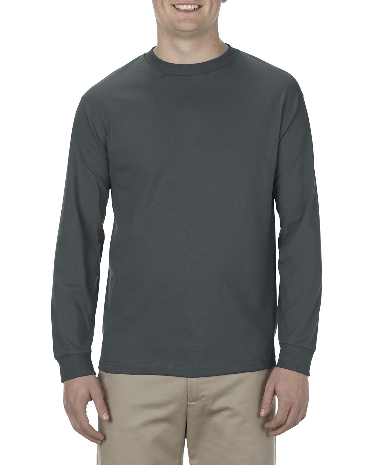 American Apparel Adult 6.0 oz., 100% Cotton Long-Sleeve T-Shirt CHARCOAL 