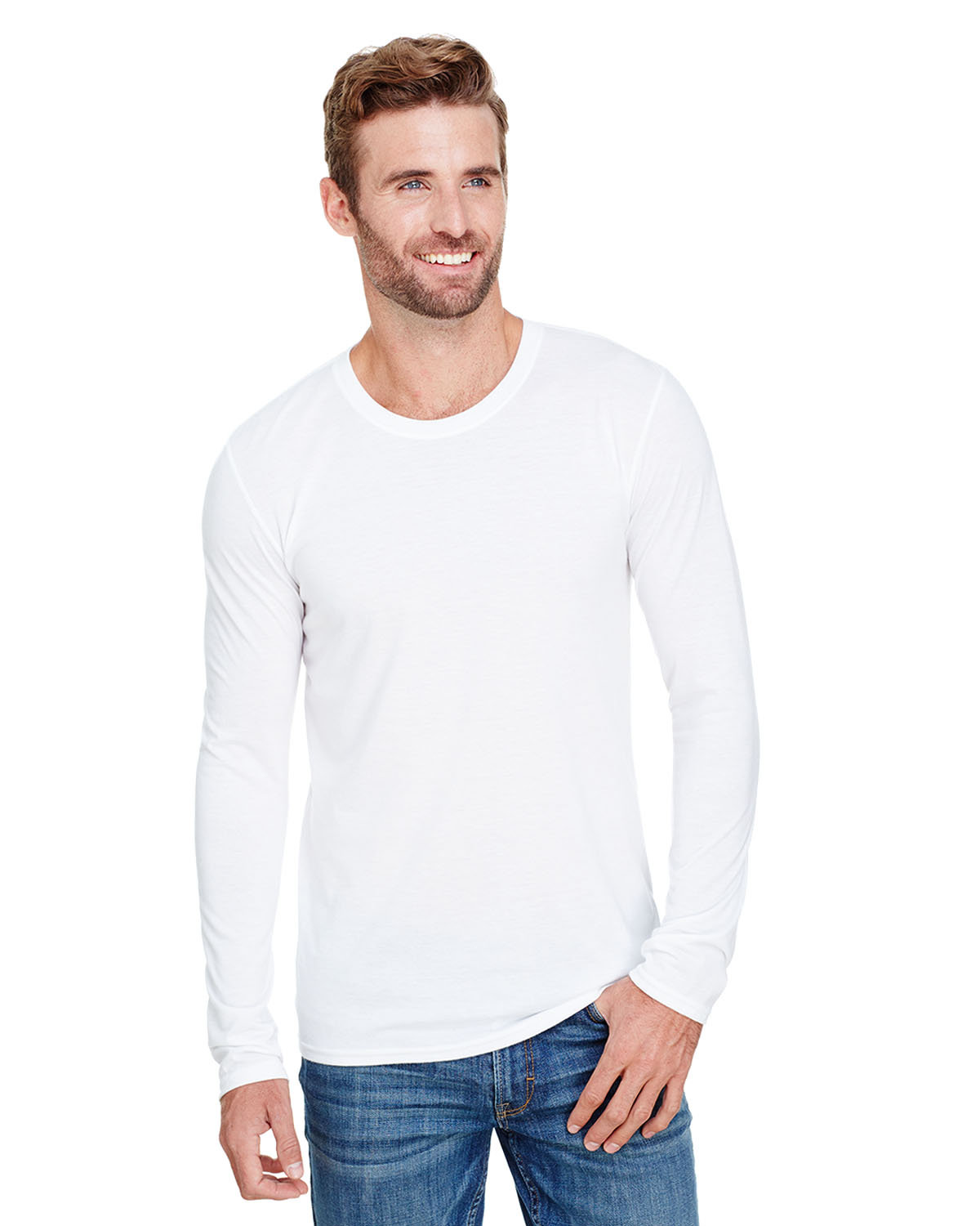 Anvil Adult Tri-Blend Long-Sleeve T-Shirt WHITE 