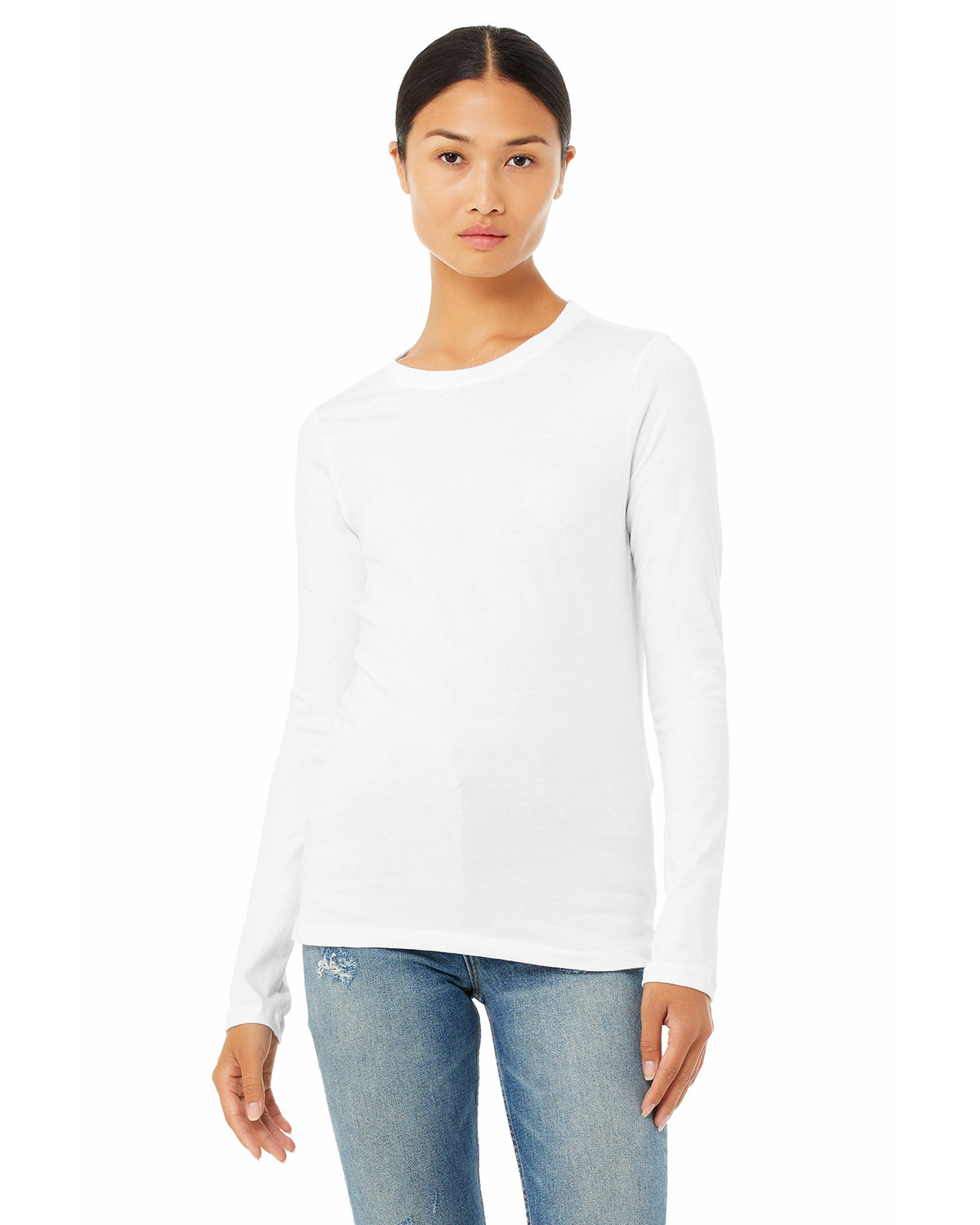 Bella + Canvas Ladies' Relaxed Jersey Long-Sleeve T-Shirt WHITE 