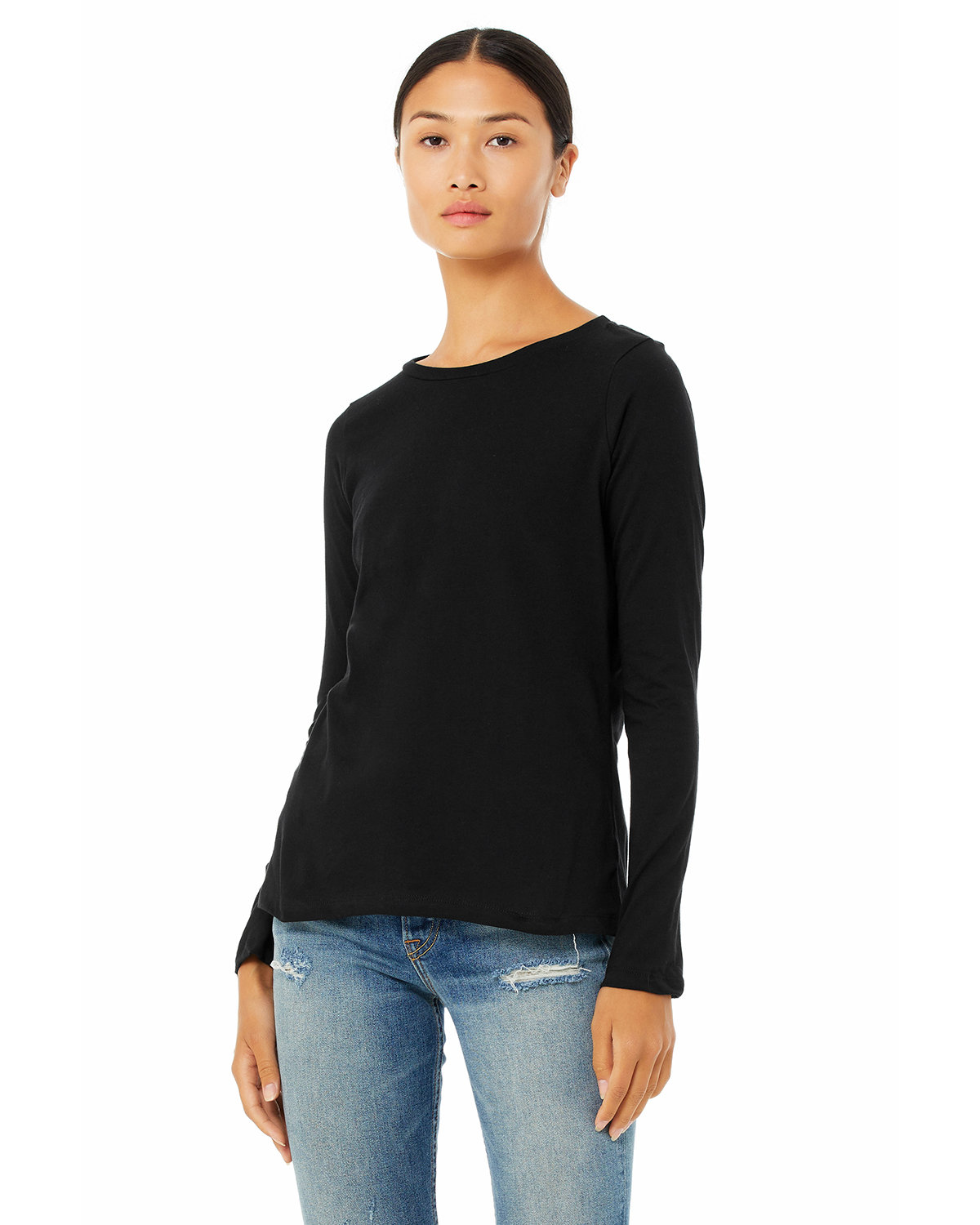 Bella + Canvas Ladies' Relaxed Jersey Long-Sleeve T-Shirt BLACK 