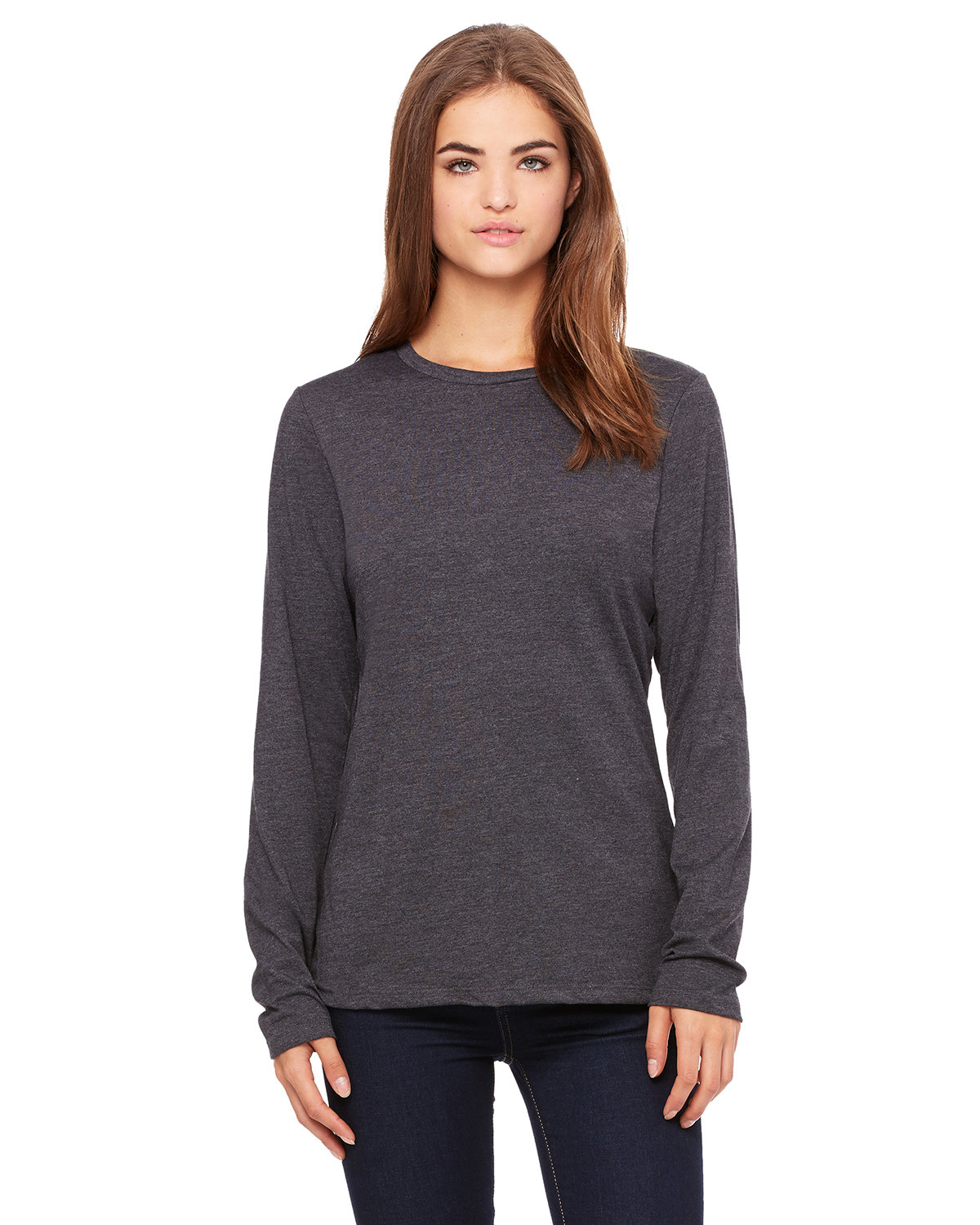 Bella + Canvas Ladies' Relaxed Jersey Long-Sleeve T-Shirt DARK GRY HEATHER 