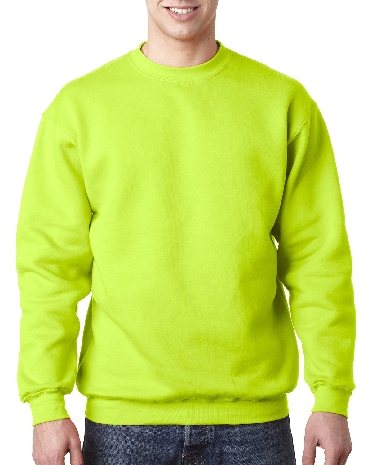 Bayside Adult 9.5 oz., 80/20 Heavyweight Crewneck Sweatshirt LIME GREEN 