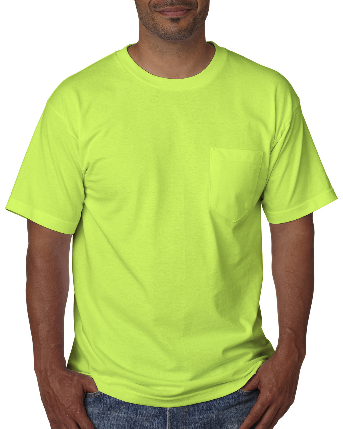 Bayside Adult Short-Sleeve T-Shirt with Pocket LIME GREEN 