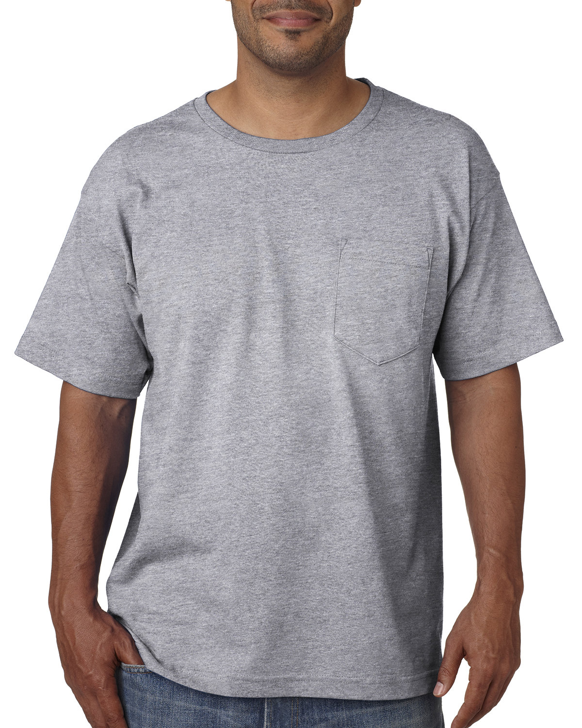 Bayside Adult Short-Sleeve T-Shirt with Pocket DARK ASH 