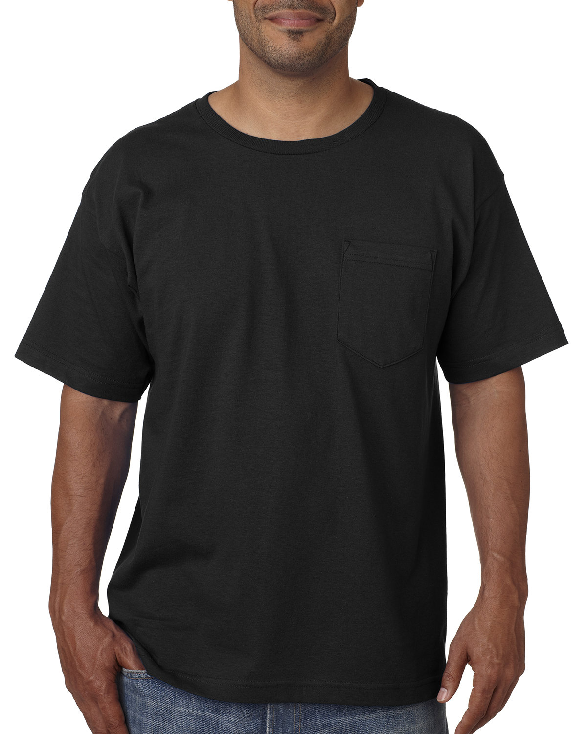 Bayside Adult Short-Sleeve T-Shirt with Pocket BLACK 