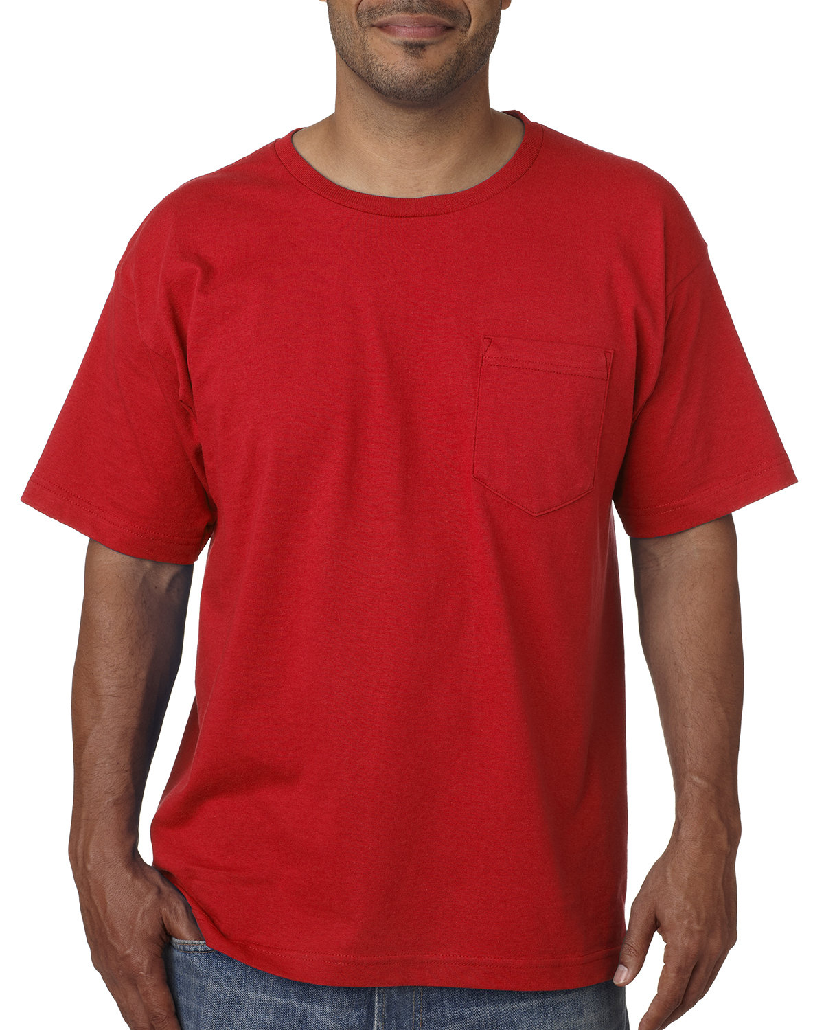 Bayside Adult Short-Sleeve T-Shirt with Pocket RED 