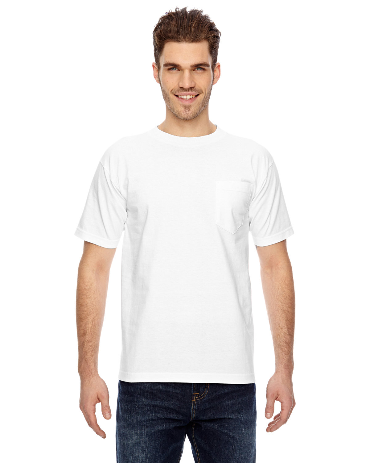 Bayside Adult 6.1 oz., 100% Cotton Pocket T-Shirt WHITE 
