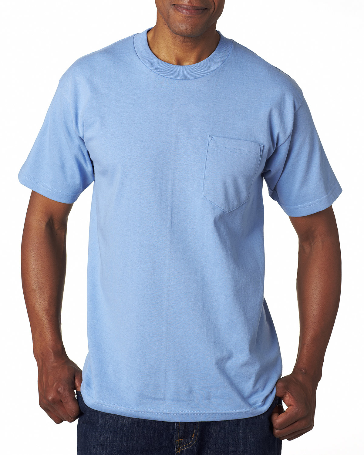 Bayside Adult 6.1 oz., 100% Cotton Pocket T-Shirt CAROLINA BLUE 