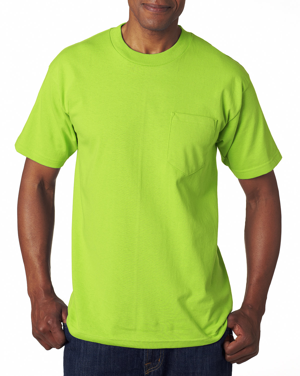 Bayside Adult 6.1 oz., 100% Cotton Pocket T-Shirt LIME GREEN 