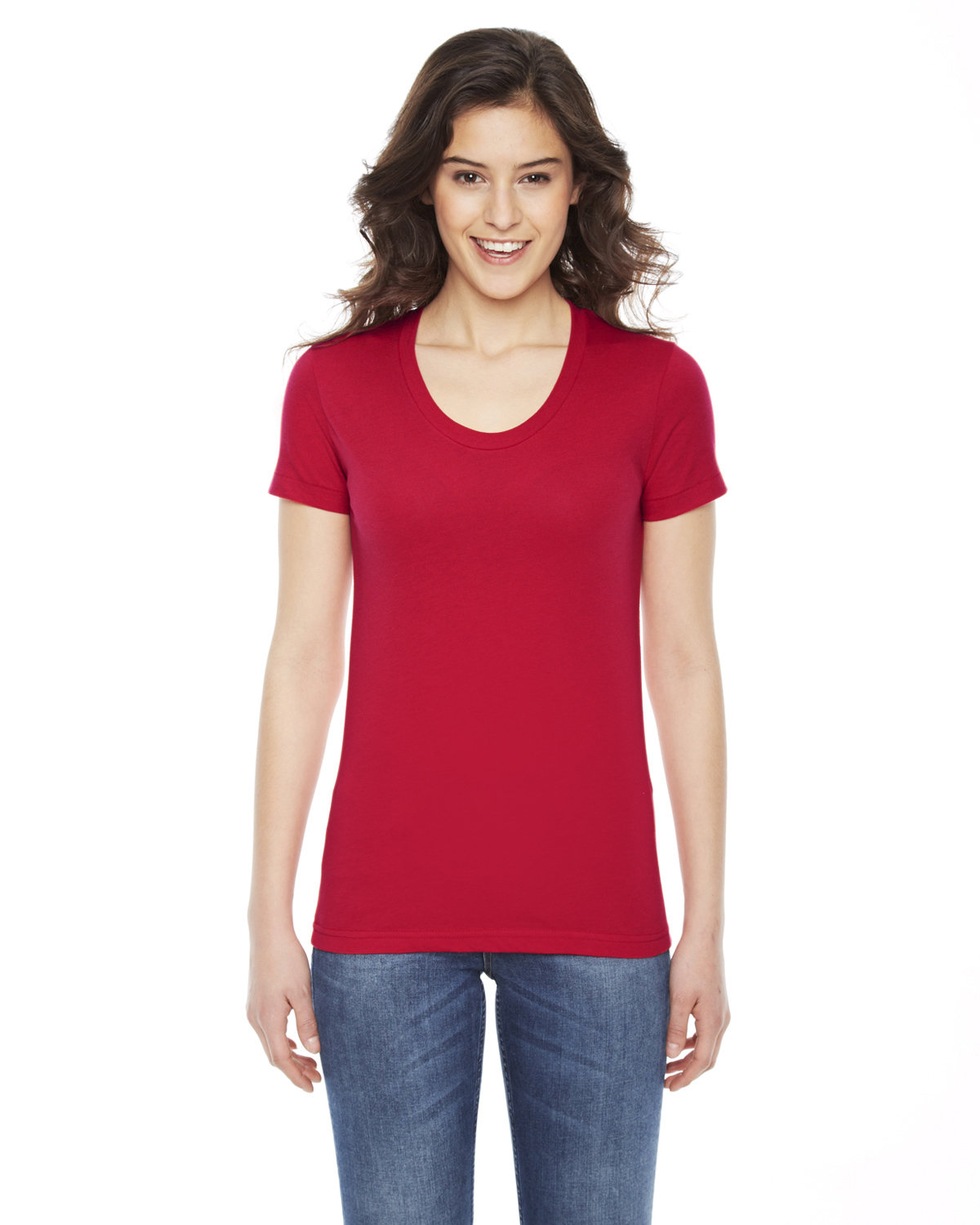 American Apparel Ladies' Poly-Cotton Short-Sleeve Crewneck RED 