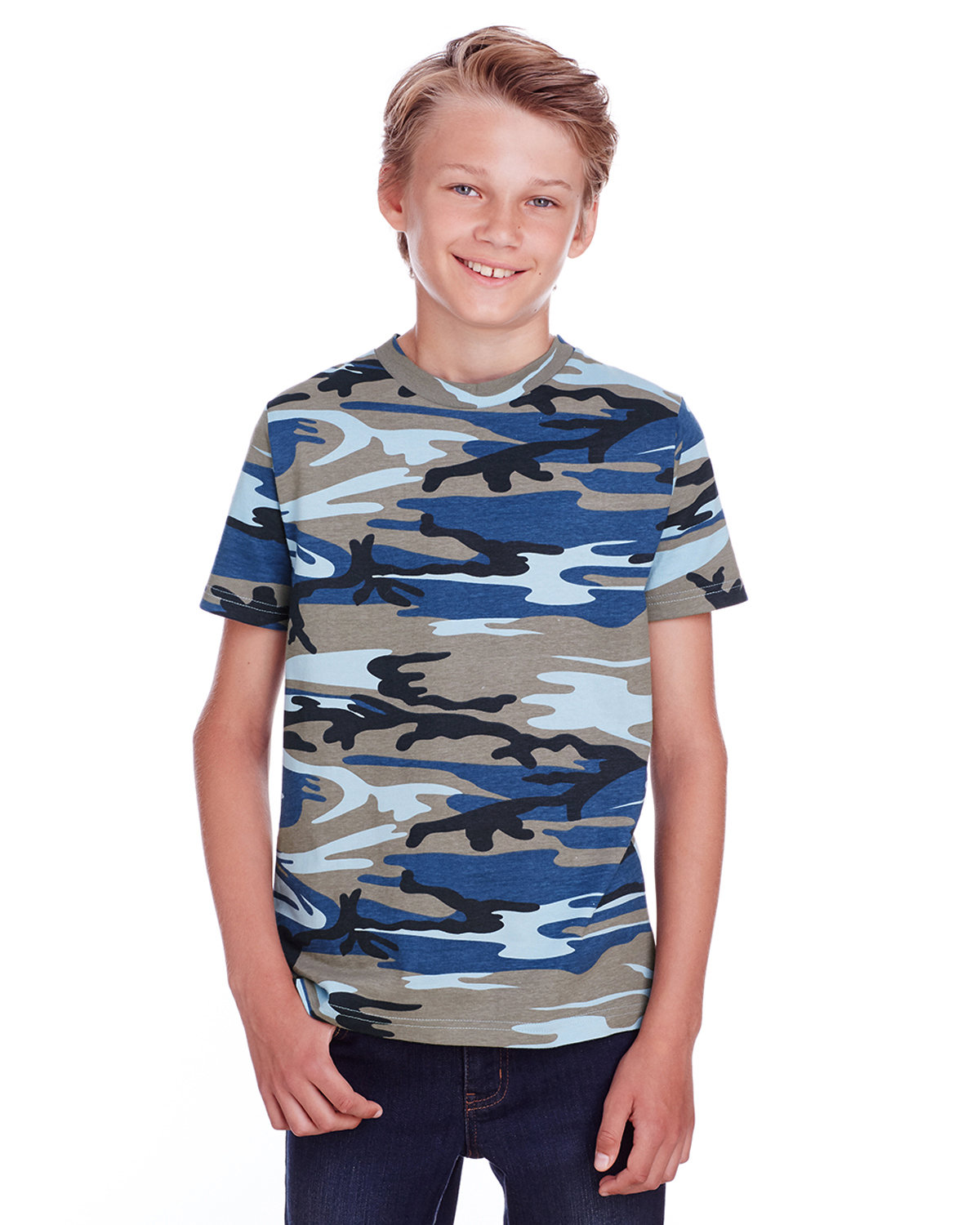 Code Five Youth Camo T-Shirt BLUE WOODLAND 