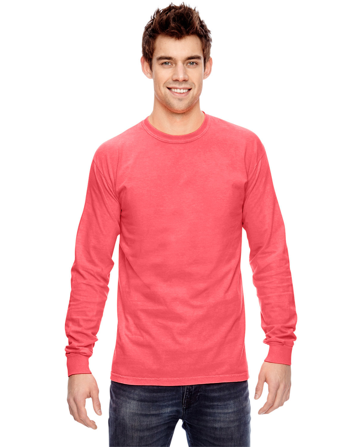 Comfort Colors Adult Heavyweight Long-Sleeve T-Shirt NEON RED ORANGE 