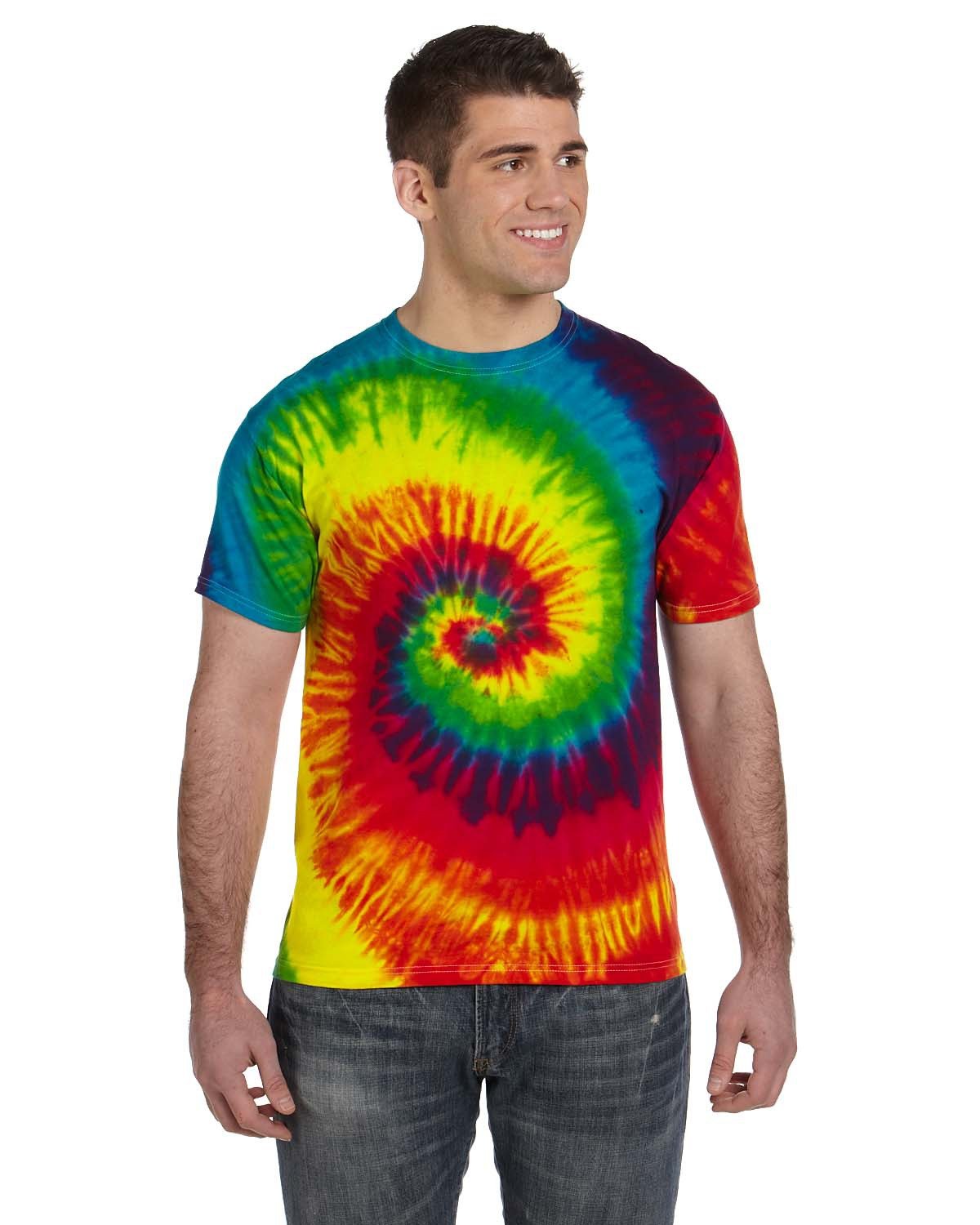 Tie-Dye Adult 5.4 oz., 100% Cotton T-Shirt REACTIVE RAINBOW 