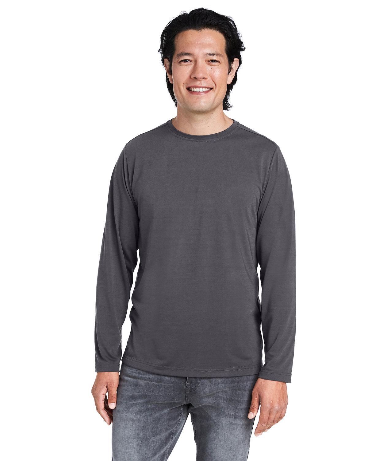 CORE365 Adult Fusion ChromaSoft™ Performance Long-Sleeve T-Shirt CARBON 