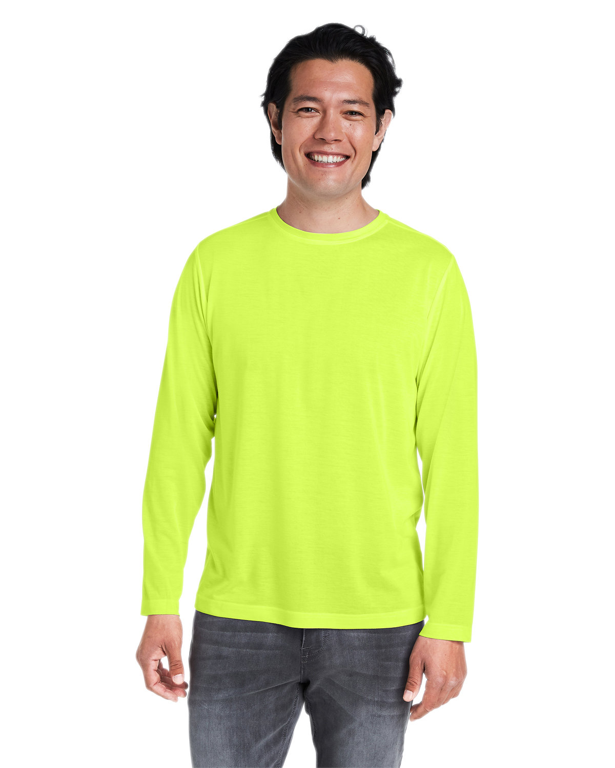 CORE365 Adult Fusion ChromaSoft™ Performance Long-Sleeve T-Shirt SAFETY YELLOW 