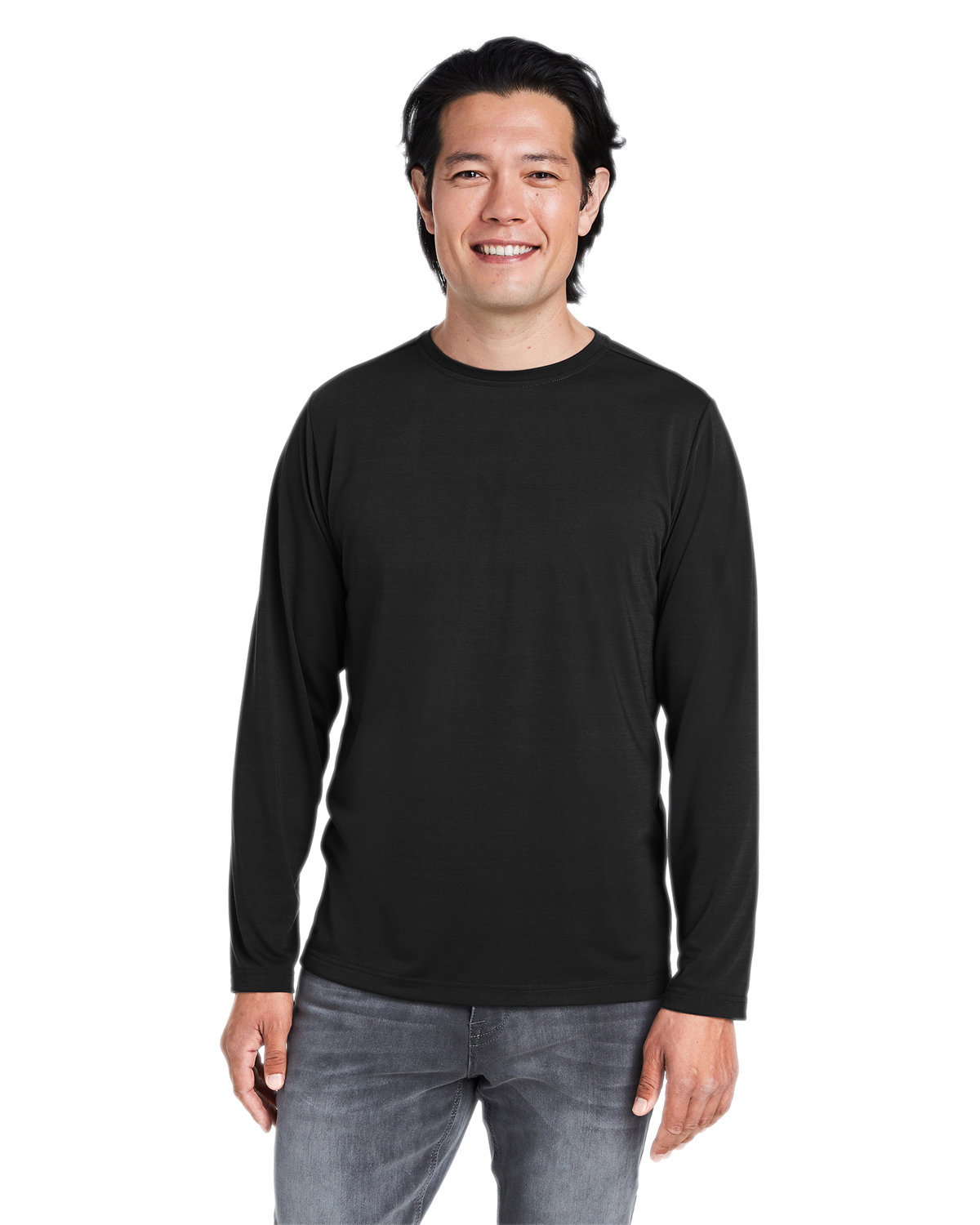 CORE365 Adult Fusion ChromaSoft™ Performance Long-Sleeve T-Shirt BLACK 