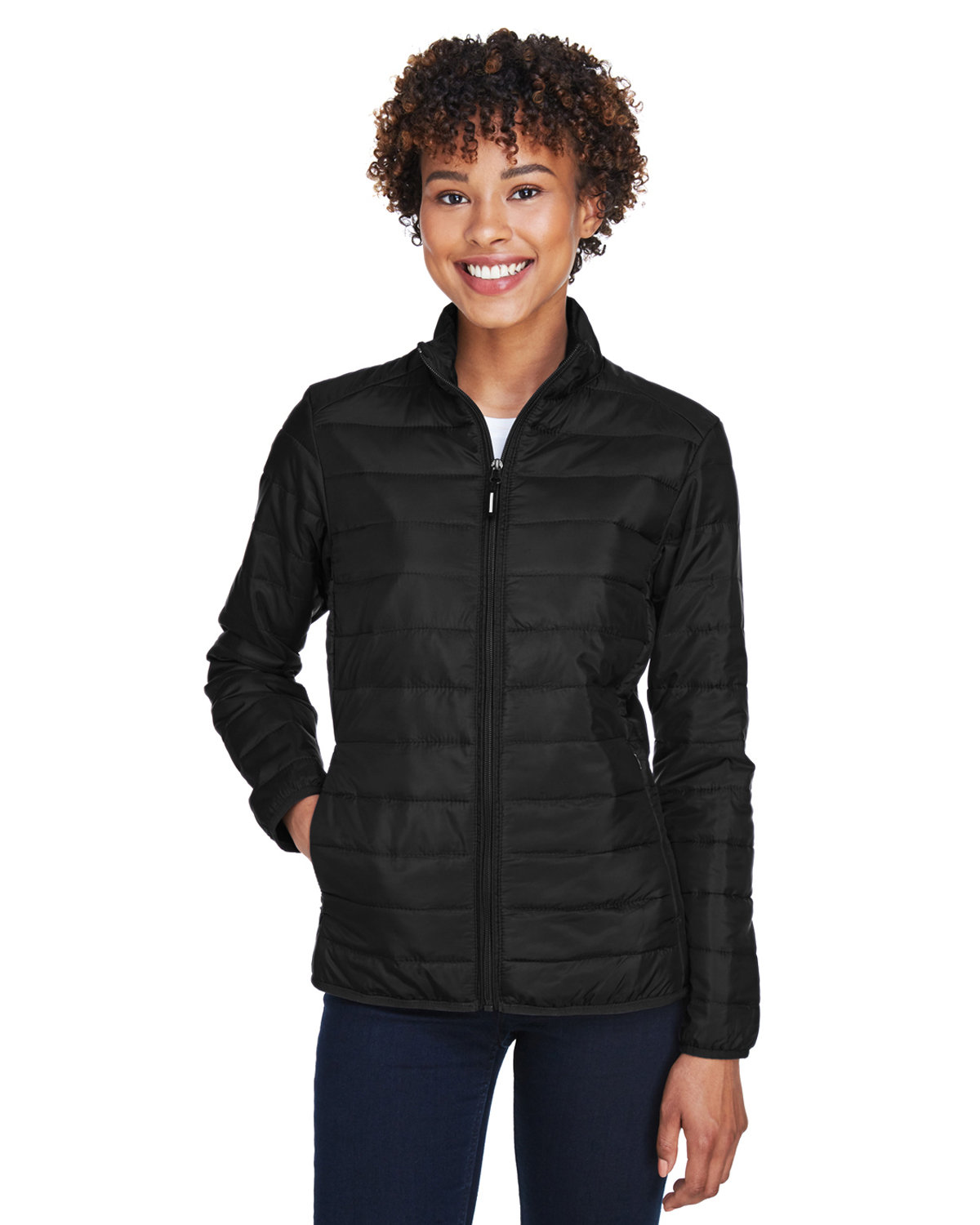 Core 365 Ladies' Prevail Packable Puffer Jacket BLACK 