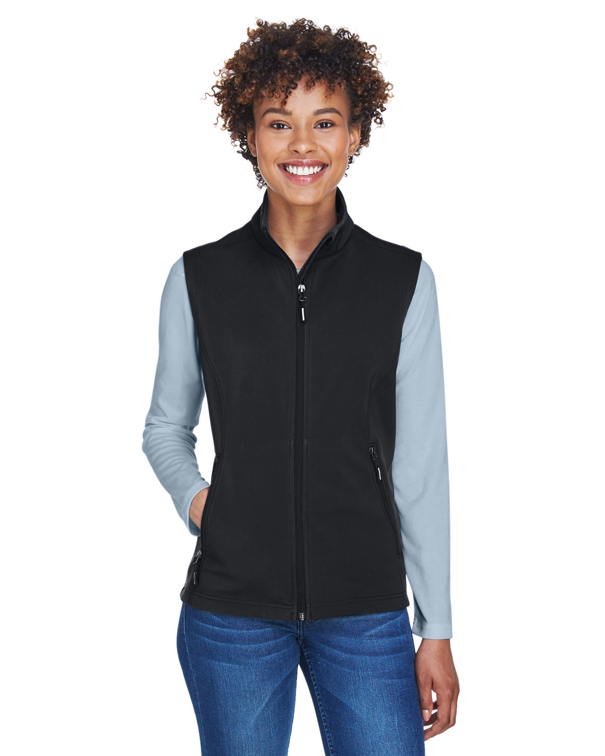 CORE365 Ladies' Cruise Two-Layer Fleece Bonded Soft Shell Vest black 