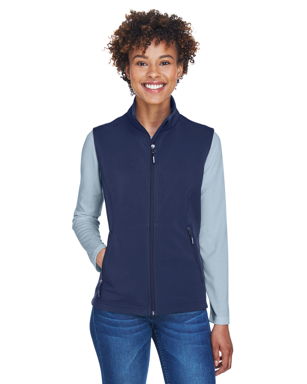 CORE365 Ladies' Cruise Two-Layer Fleece Bonded Soft Shell Vest classic navy 