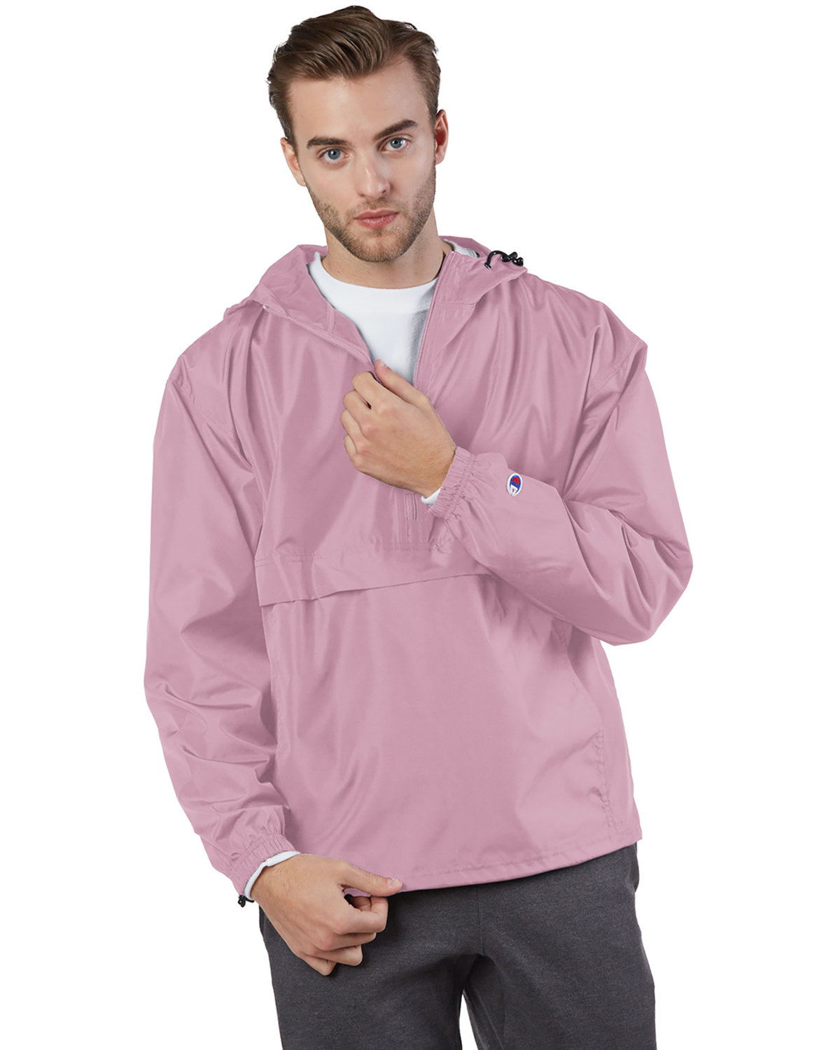 Champion Adult Packable Anorak 1/4 Zip Jacket PINK CANDY 