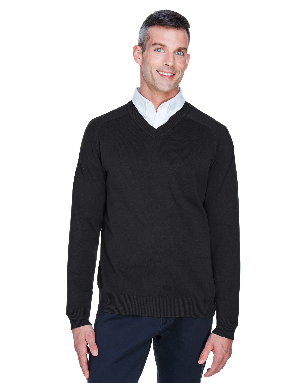 Devon & Jones Men's V-Neck Sweater BLACK 