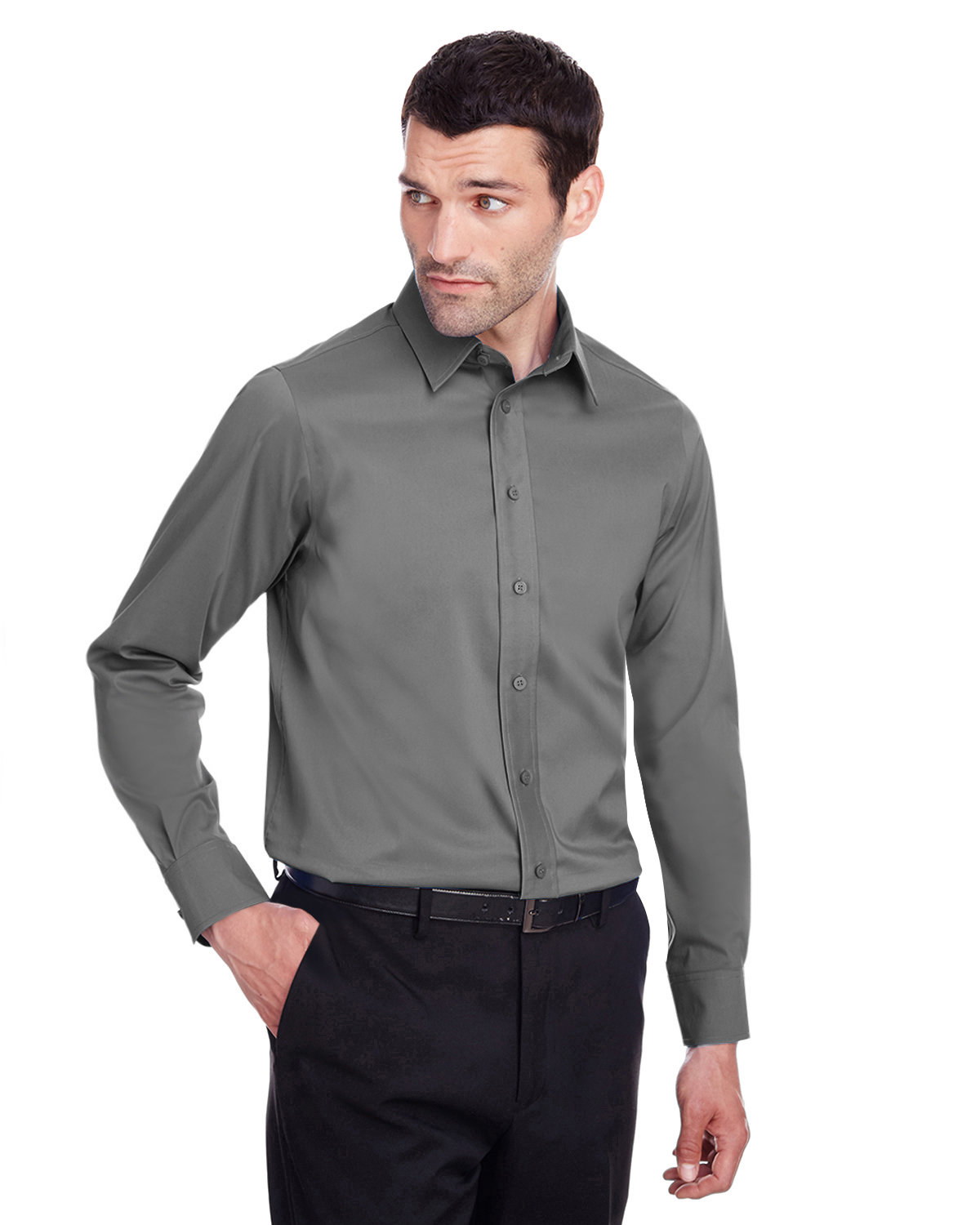 Devon & Jones Men's Crown Collection® Stretch Broadcloth Slim Fit Shirt GRAPHITE 