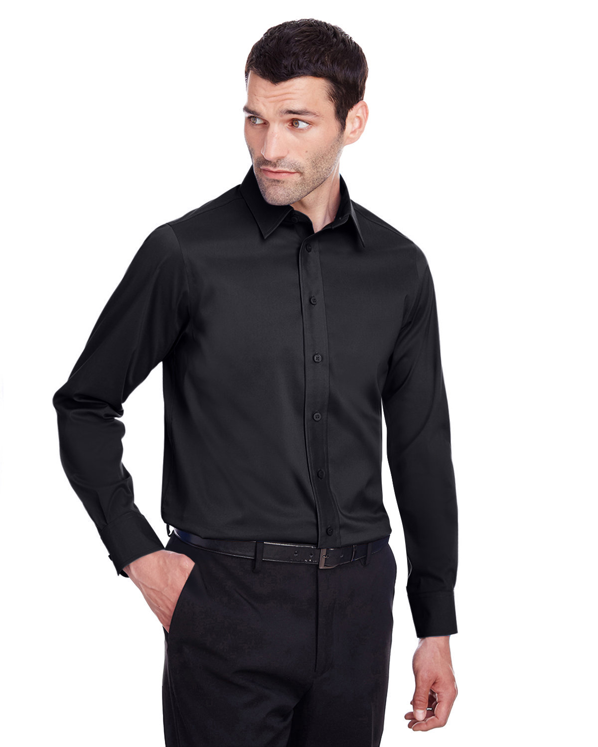 Devon & Jones Men's Crown Collection® Stretch Broadcloth Slim Fit Shirt BLACK 