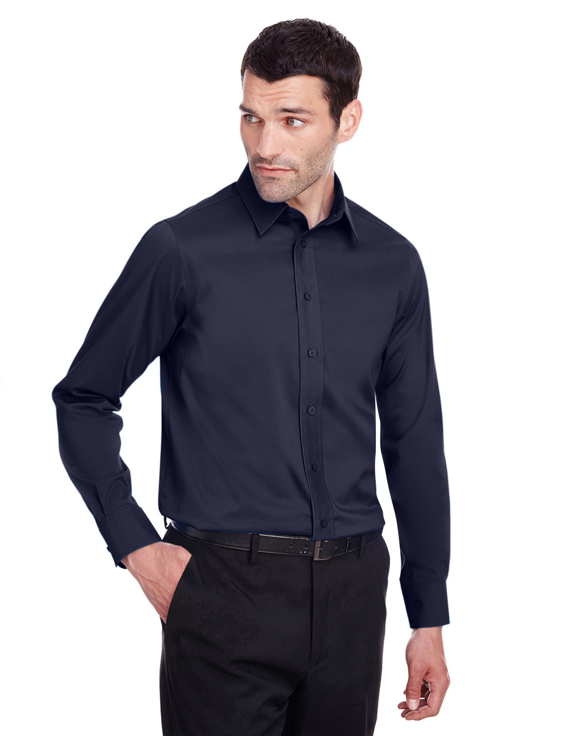 Devon & Jones Men's Crown Collection® Stretch Broadcloth Slim Fit Shirt NAVY 