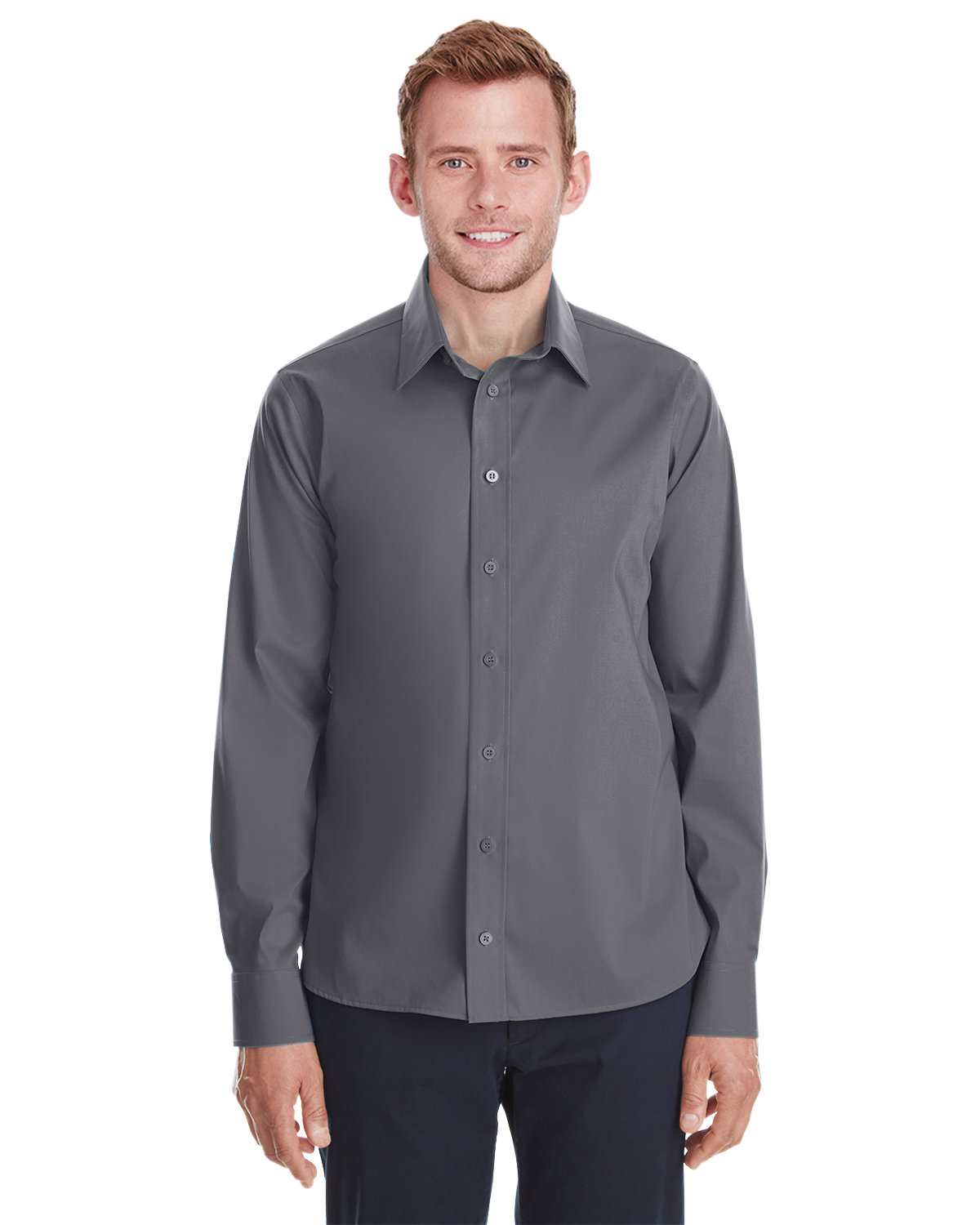 Devon & Jones Men's Crown  Collection® Stretch Broadcloth Untucked Shirt GRAPHITE 