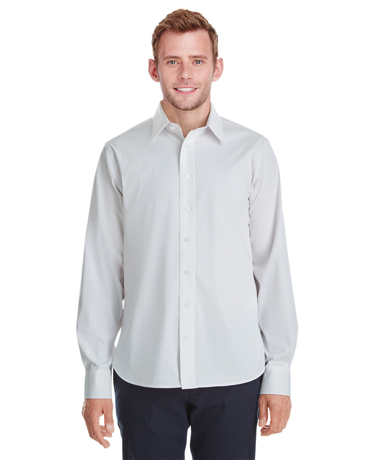 Devon & Jones Men's Crown  Collection® Stretch Broadcloth Untucked Shirt WHITE 