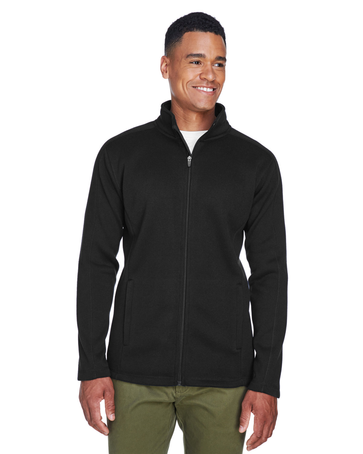 Devon & Jones Men's Bristol Full-Zip Sweater Fleece Jacket BLACK 