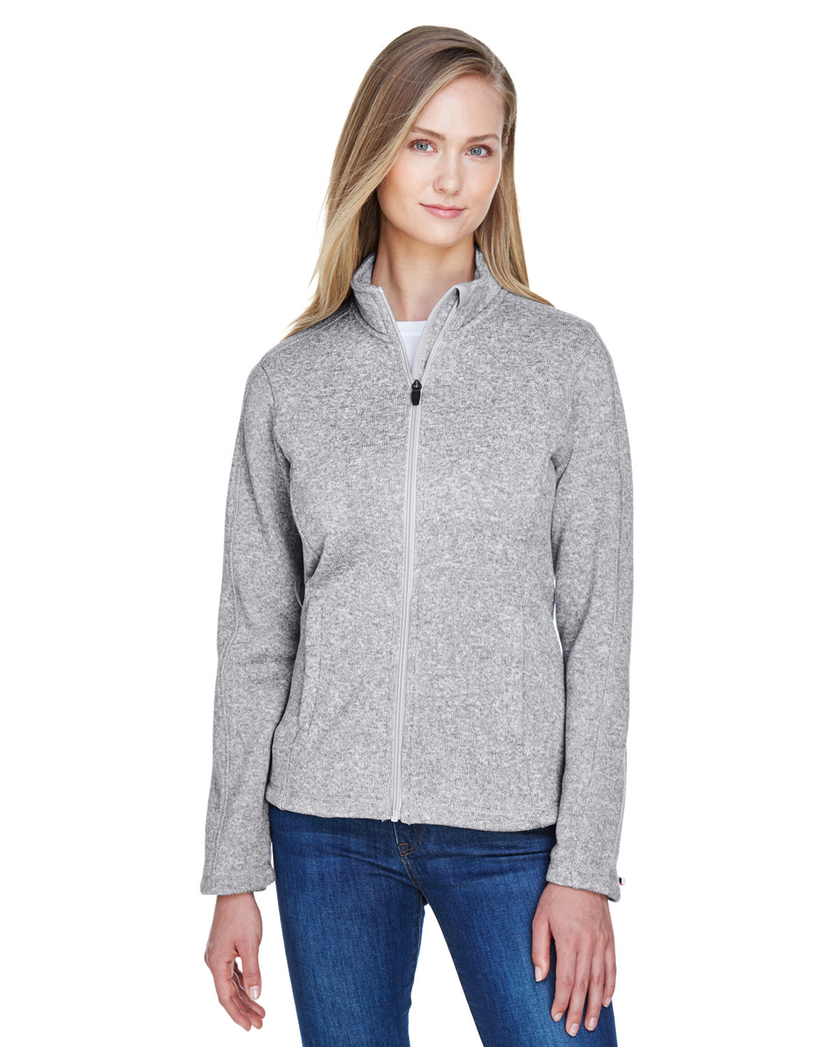 Devon & Jones Ladies' Bristol Full-Zip Sweater Fleece Jacket GREY HEATHER 