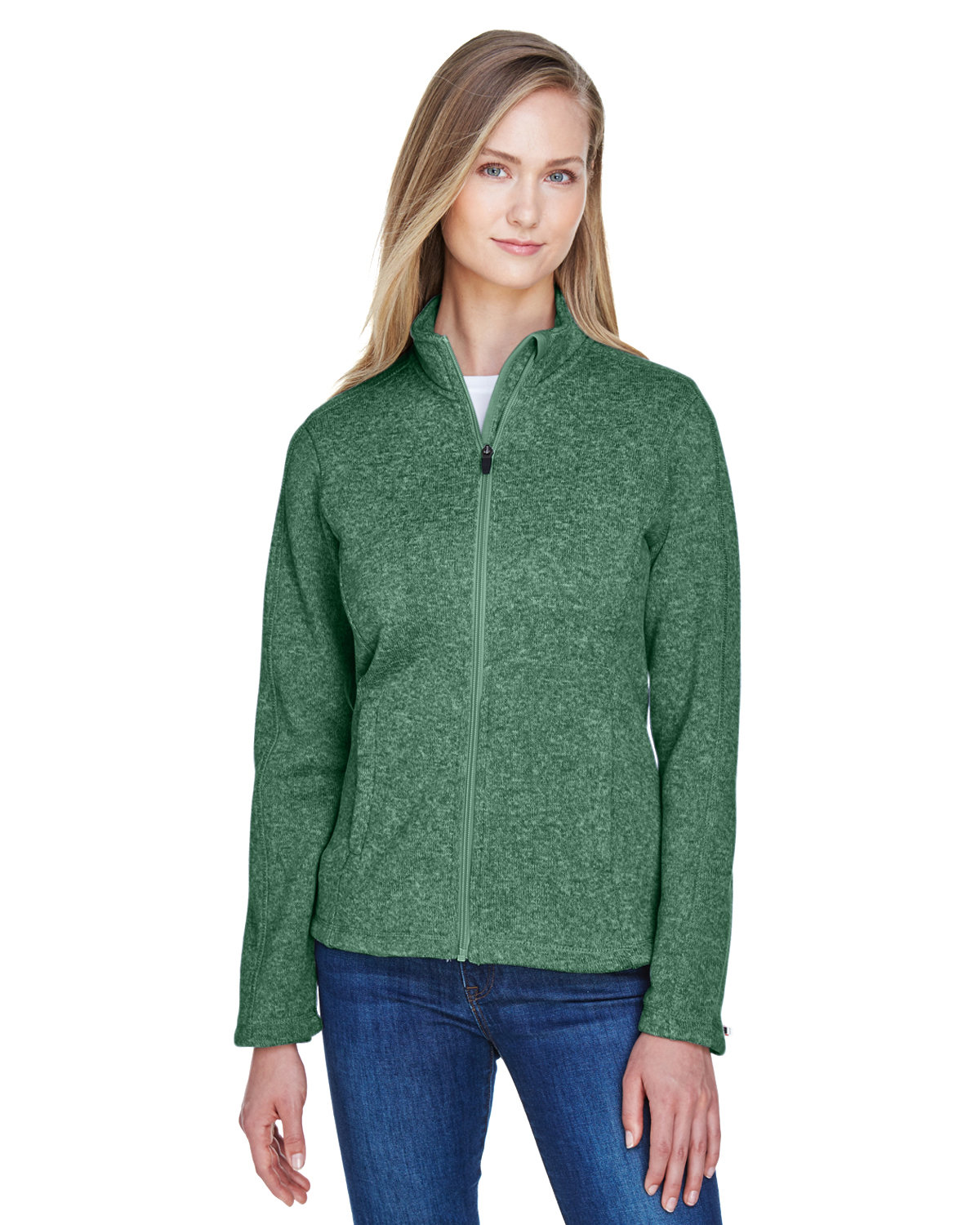 Devon & Jones Ladies' Bristol Full-Zip Sweater Fleece Jacket FOREST HEATHER 