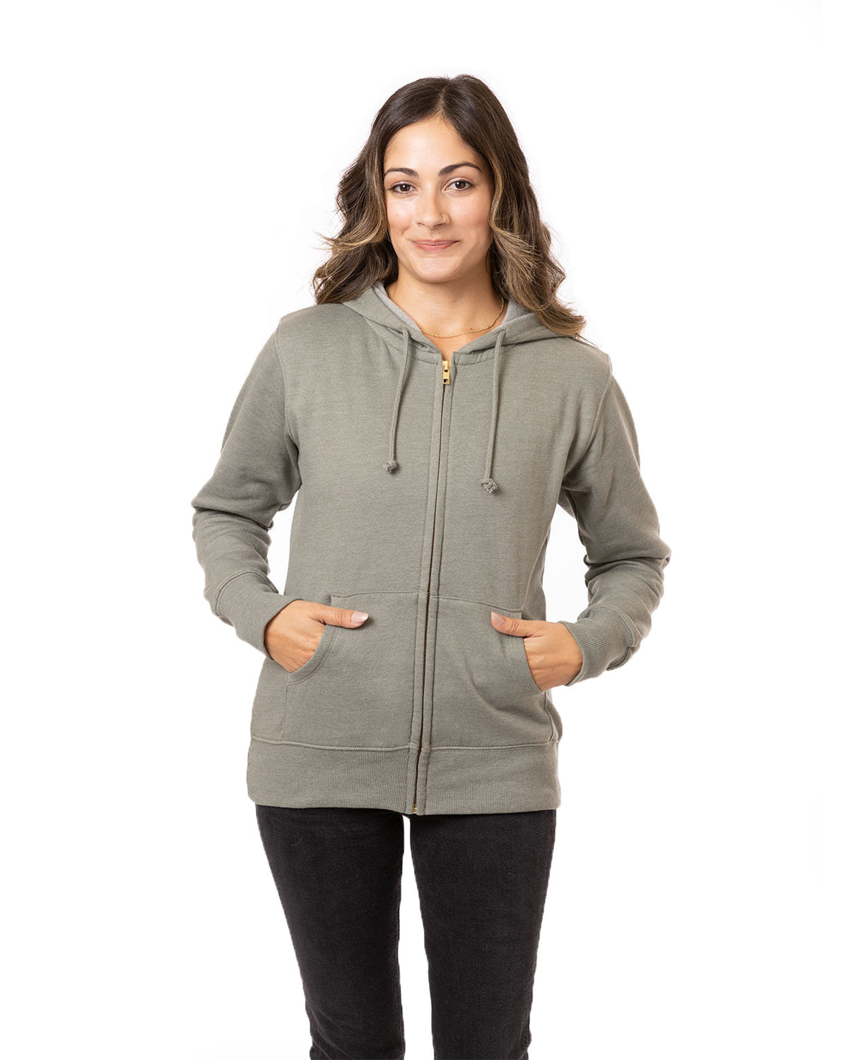 econscious Ladies' Heathered Full-Zip Hooded Sweatshirt | alphabroder